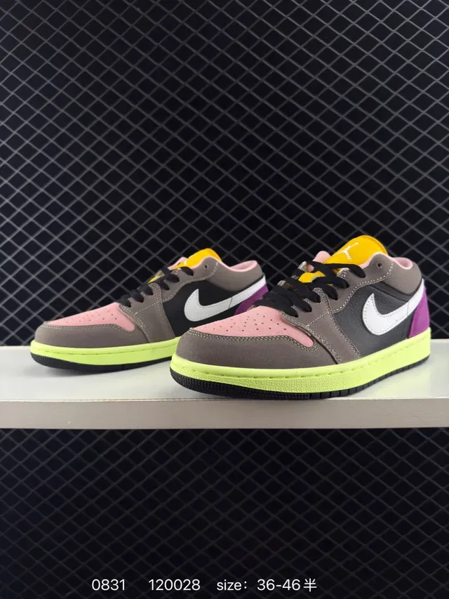 Nike Air Jordan 1 Low Black Gray Pink Purple Neon Green Lifestyle Sneaker 3