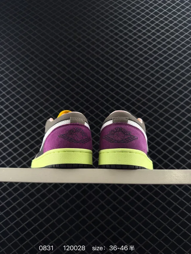 Nike Air Jordan 1 Low Black Gray Pink Purple Neon Green Lifestyle Sneaker 4