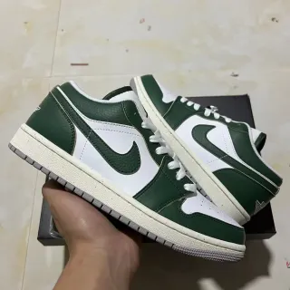 Nike Air Jordan 1 Low Green and White Lifestyle Sneakers