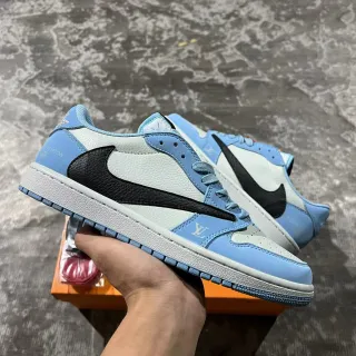 Nike Air Jordan 1 Low Light Blue and White Lifestyle Sneakers