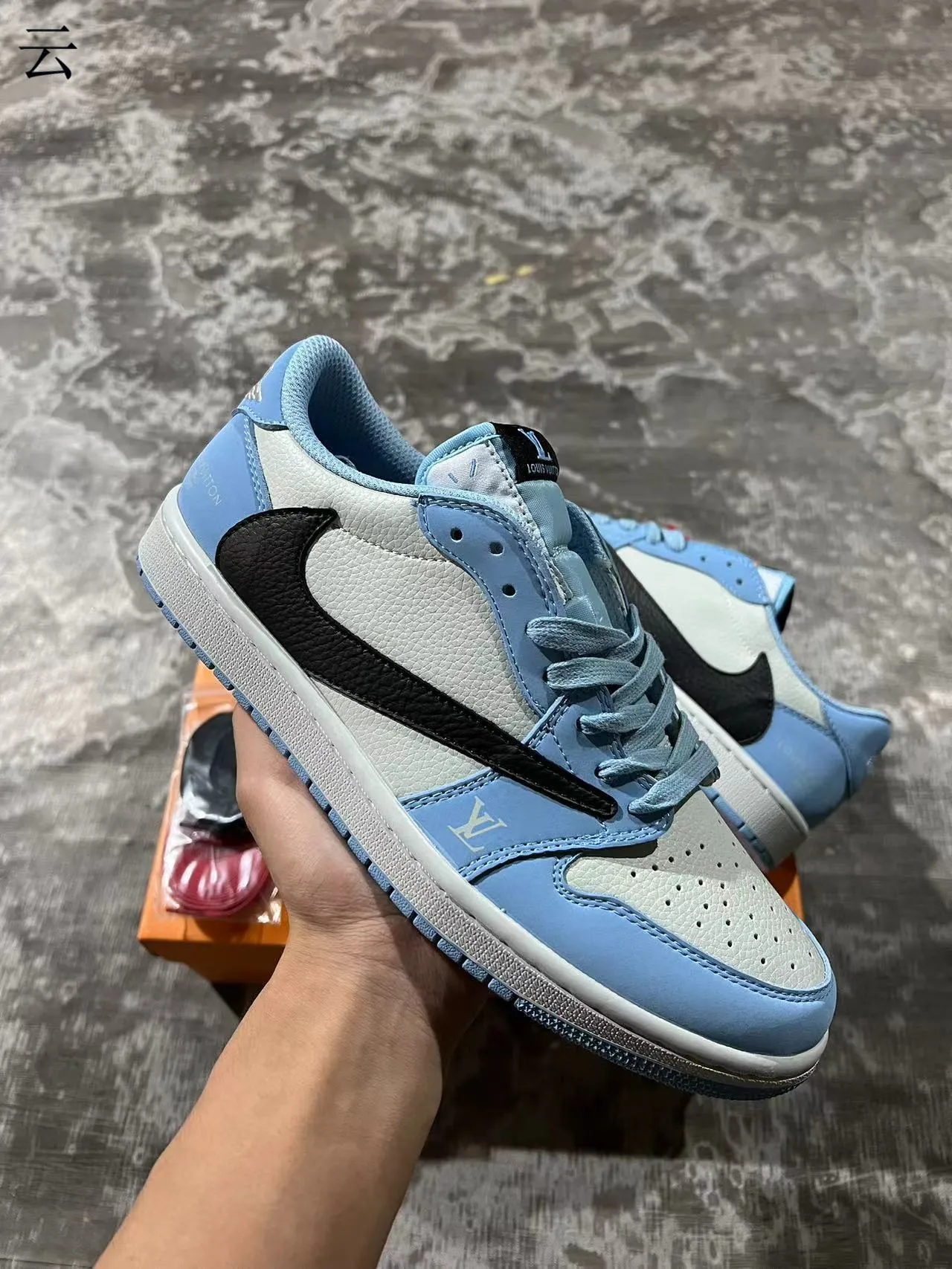 Nike Air Jordan 1 Low Light Blue and White Lifestyle Sneakers 2