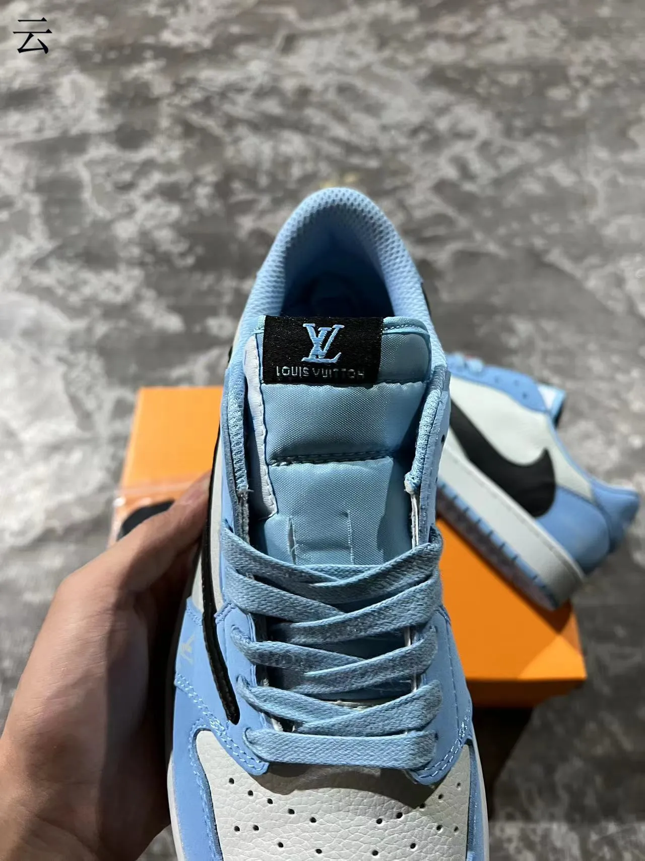 Nike Air Jordan 1 Low Light Blue and White Lifestyle Sneakers 4