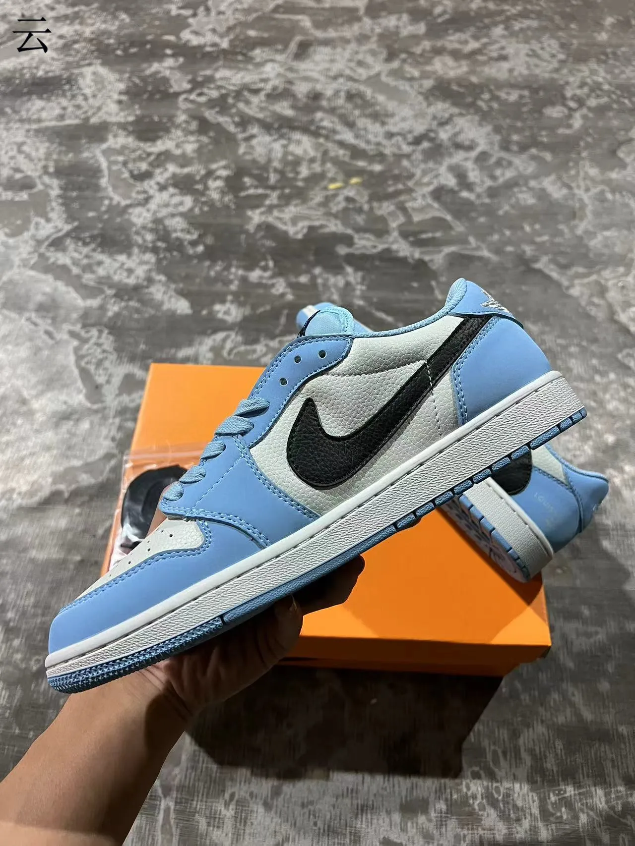Nike Air Jordan 1 Low Light Blue and White Lifestyle Sneakers 5
