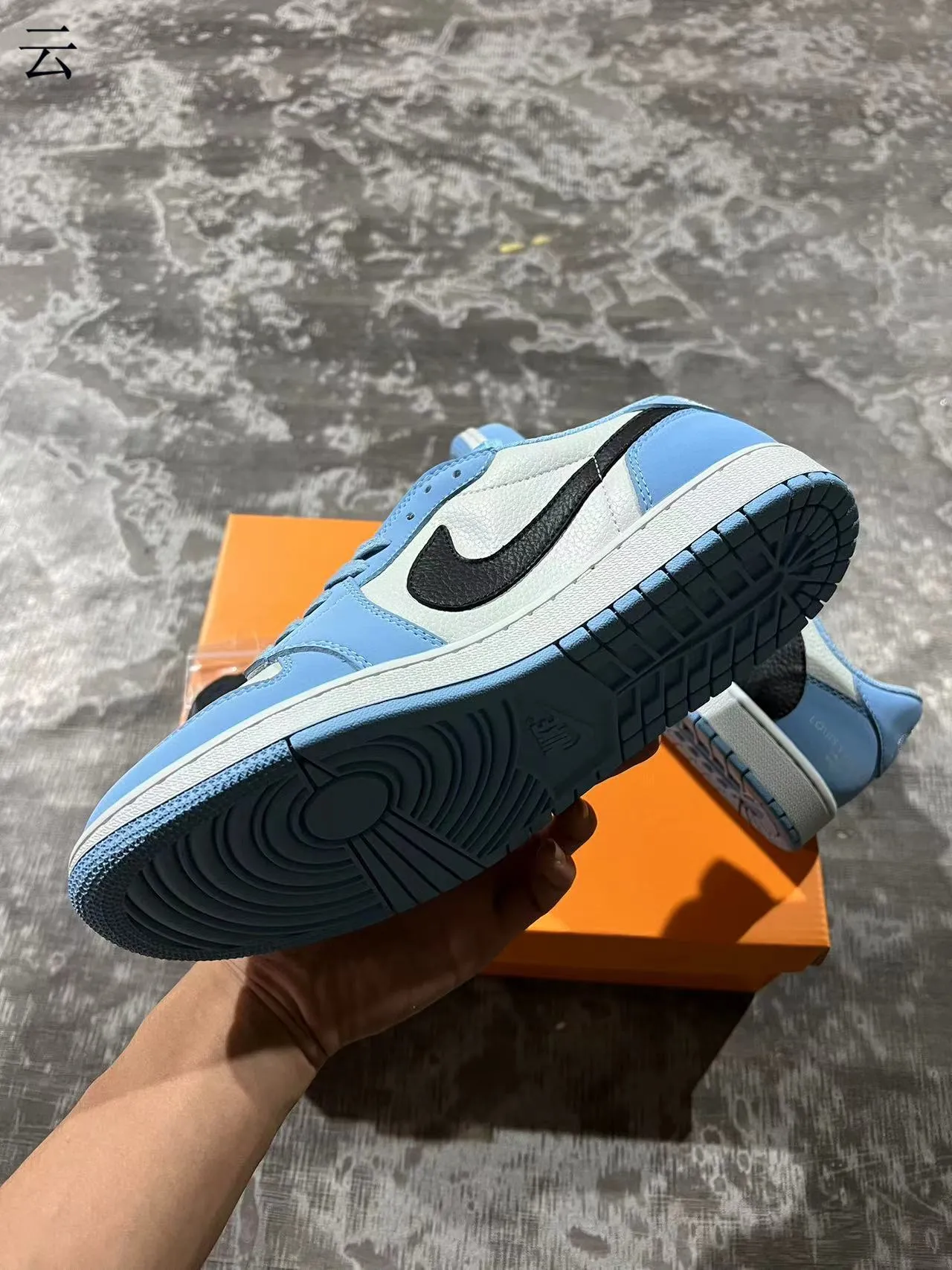 Nike Air Jordan 1 Low Light Blue and White Lifestyle Sneakers 6