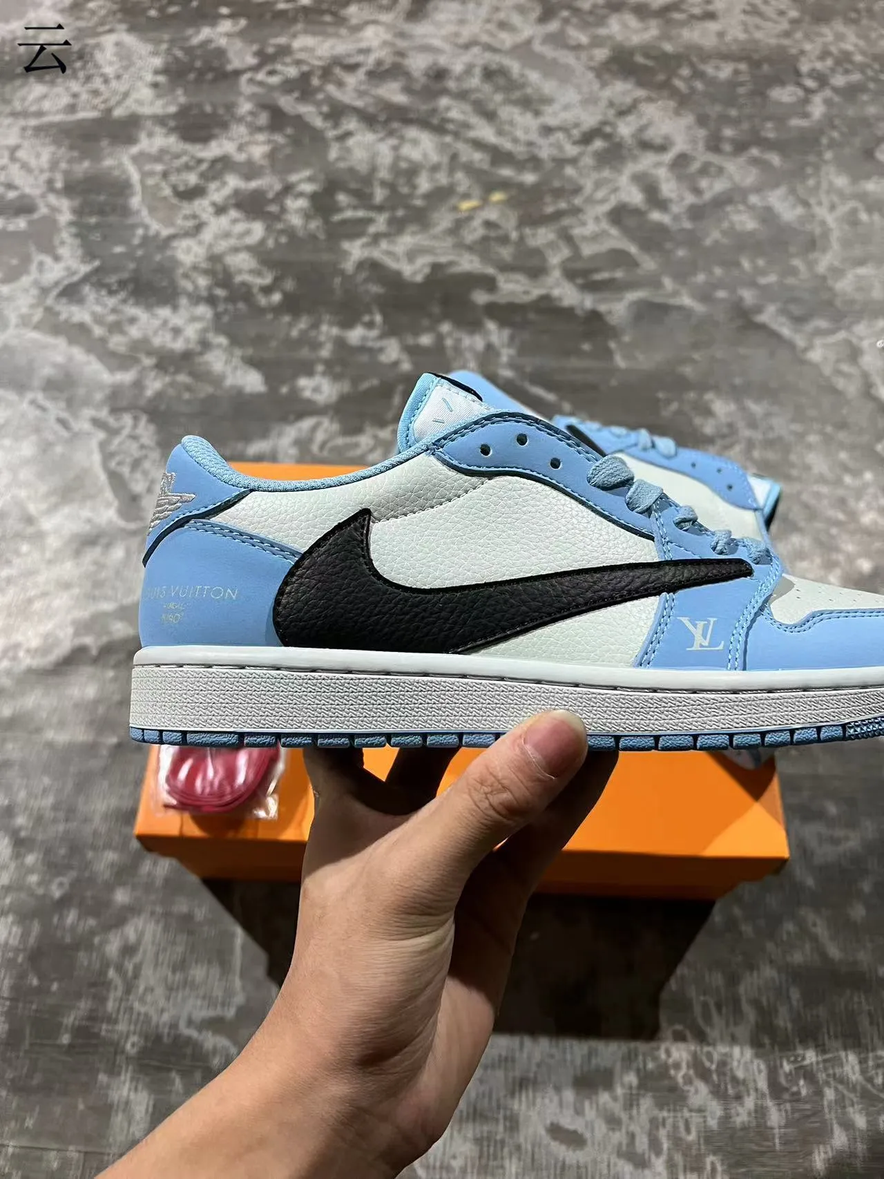 Nike Air Jordan 1 Low Light Blue and White Lifestyle Sneakers 7