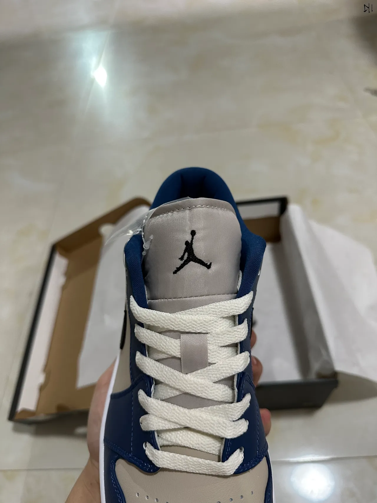 Nike Air Jordan 1 Low Navy Beige Lifestyle Sneakers 4