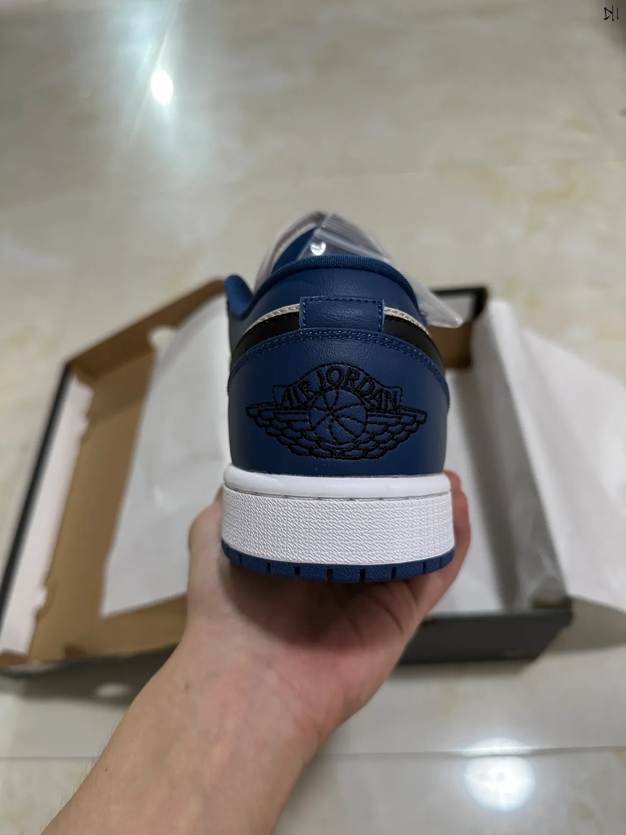 Nike Air Jordan 1 Low Navy Beige Lifestyle Sneakers 7