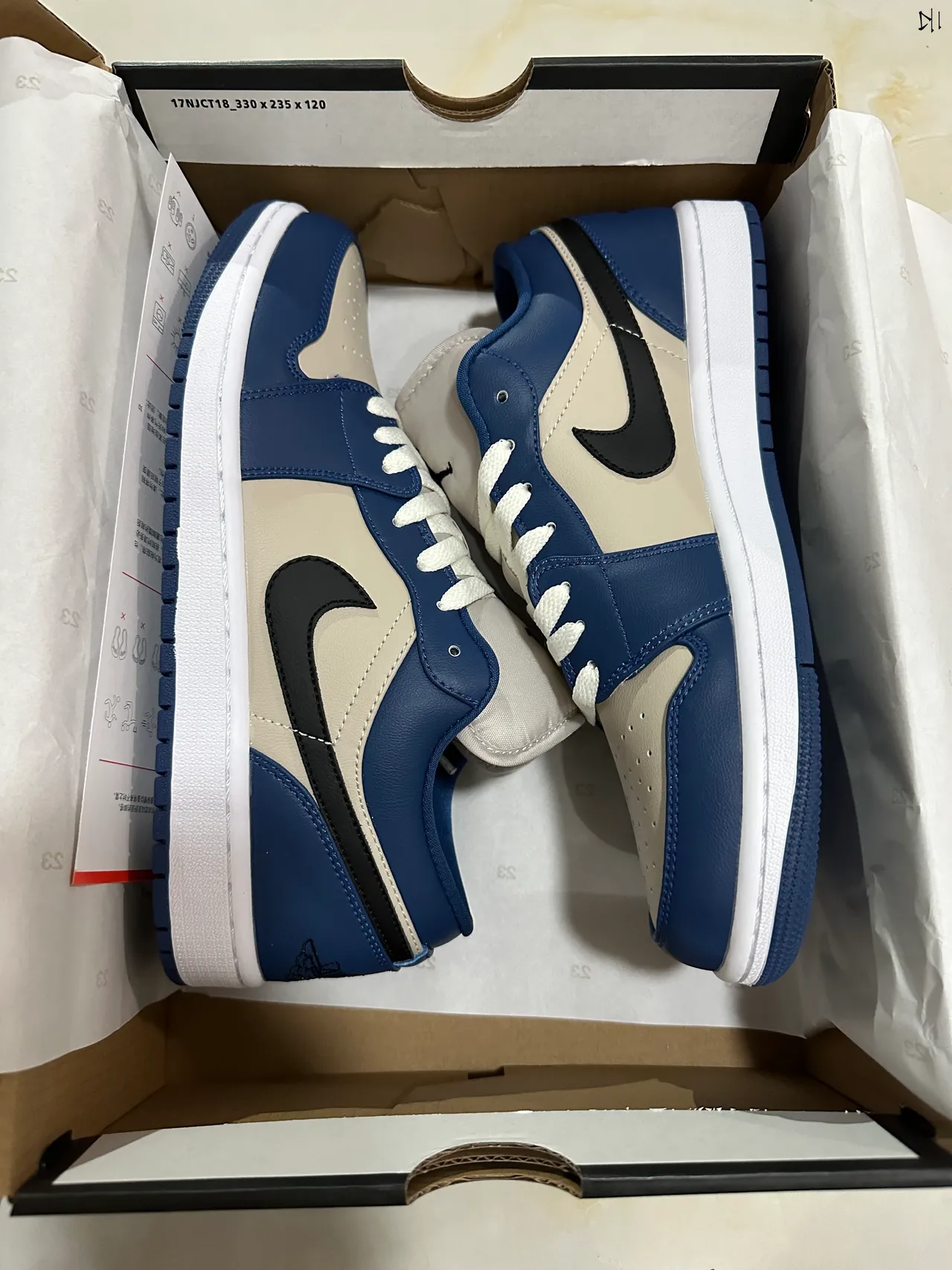 Nike Air Jordan 1 Low Navy Beige Lifestyle Sneakers 8