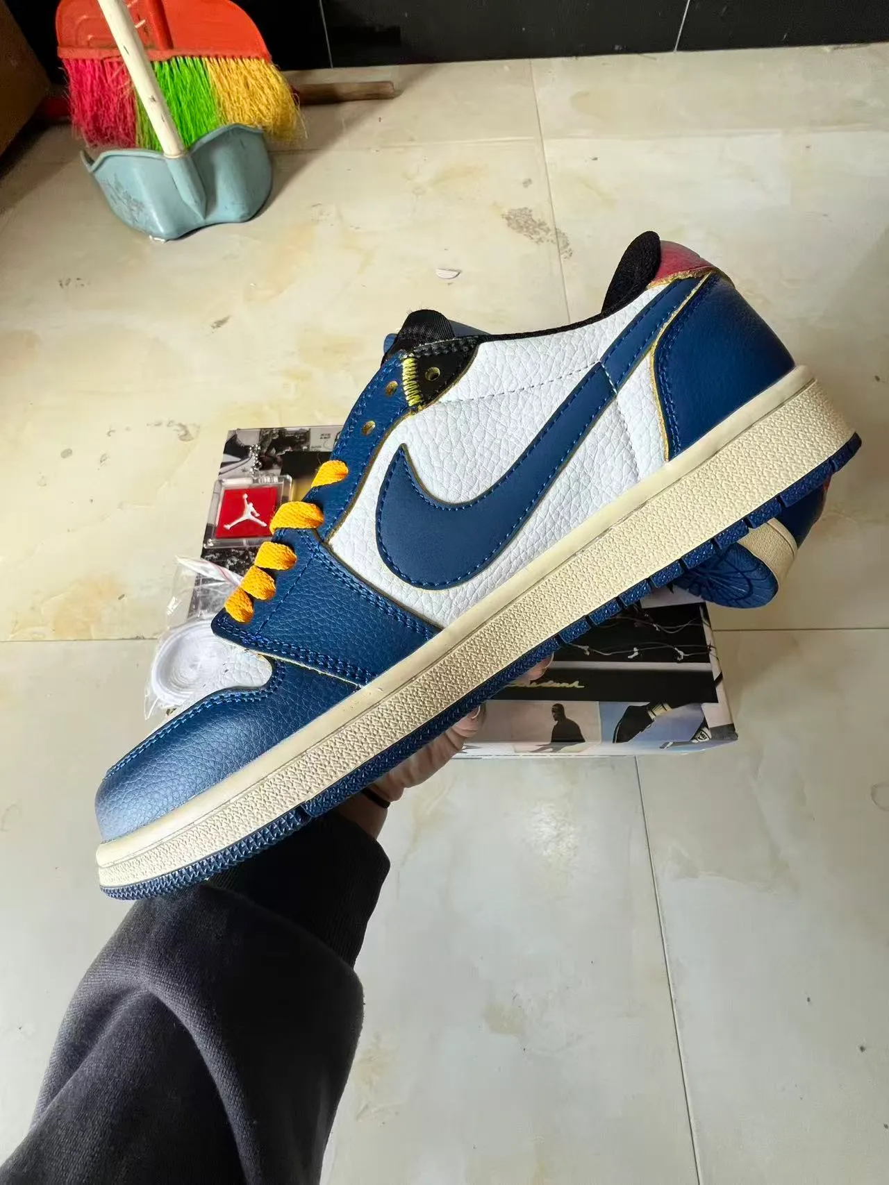 Nike Air Jordan 1 Low Navy White Cream Basketball Shoes 5