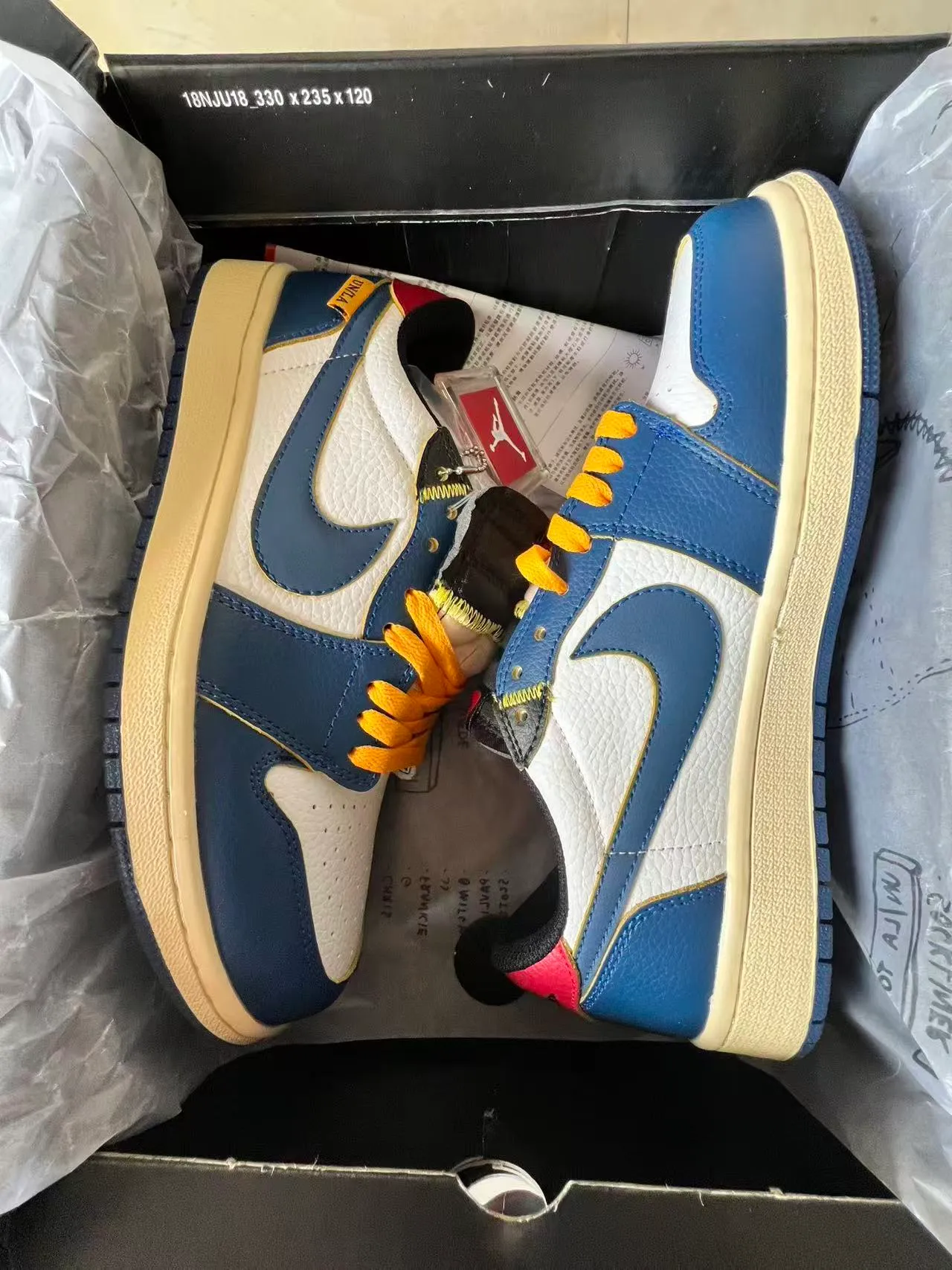 Nike Air Jordan 1 Low Navy White Cream Basketball Shoes 9
