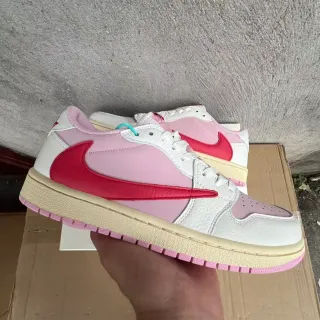 Nike Air Jordan 1 Low Tênis Lifestyle Rosa e Vermelho