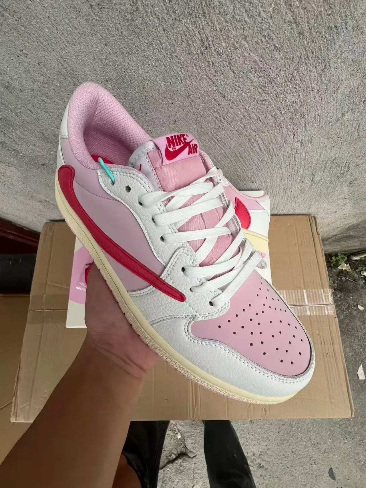 Nike Air Jordan 1 Low Pink and Red Lifestyle Sneakers 2