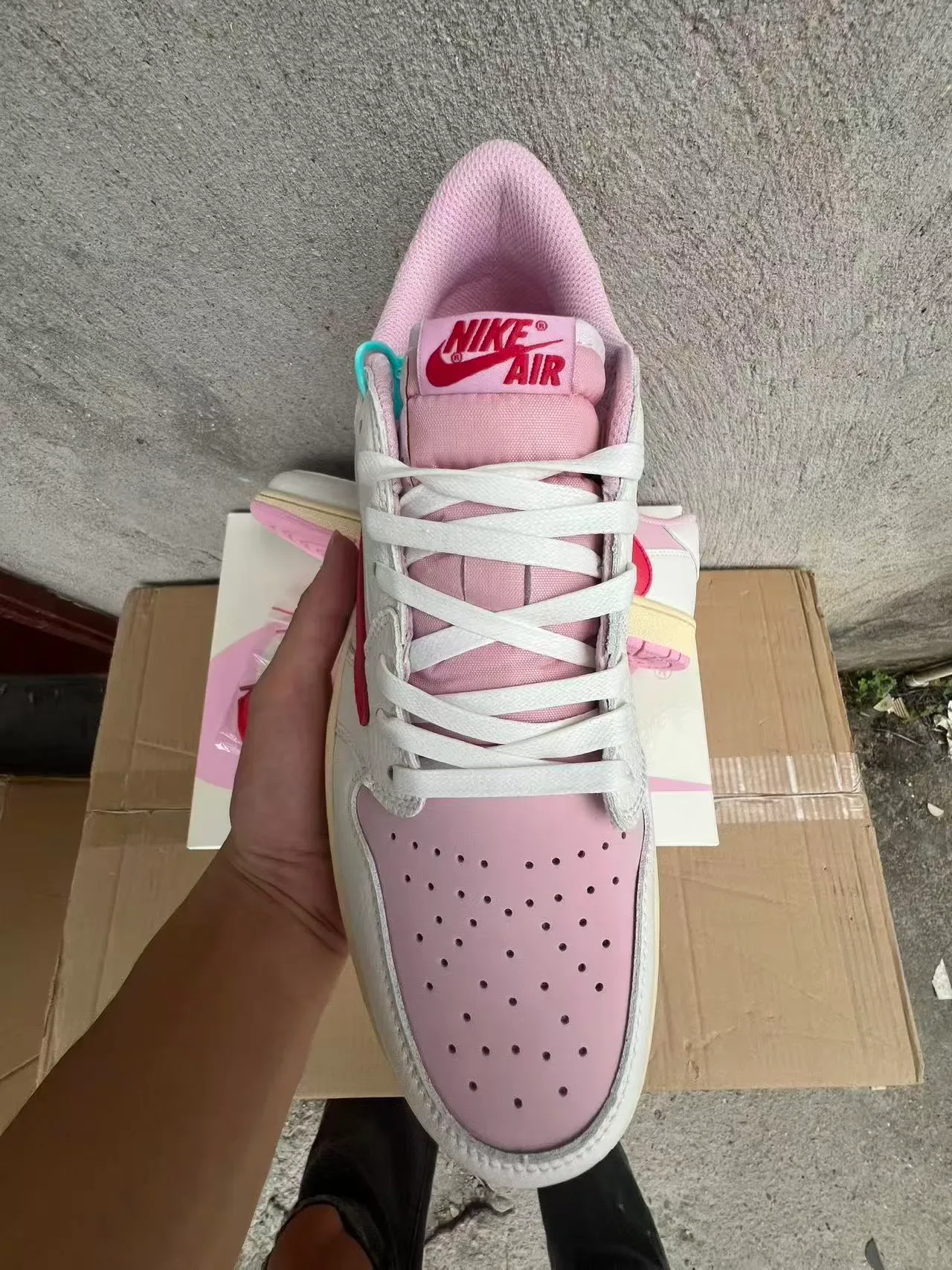 Nike Air Jordan 1 Low Pink and Red Lifestyle Sneakers 3