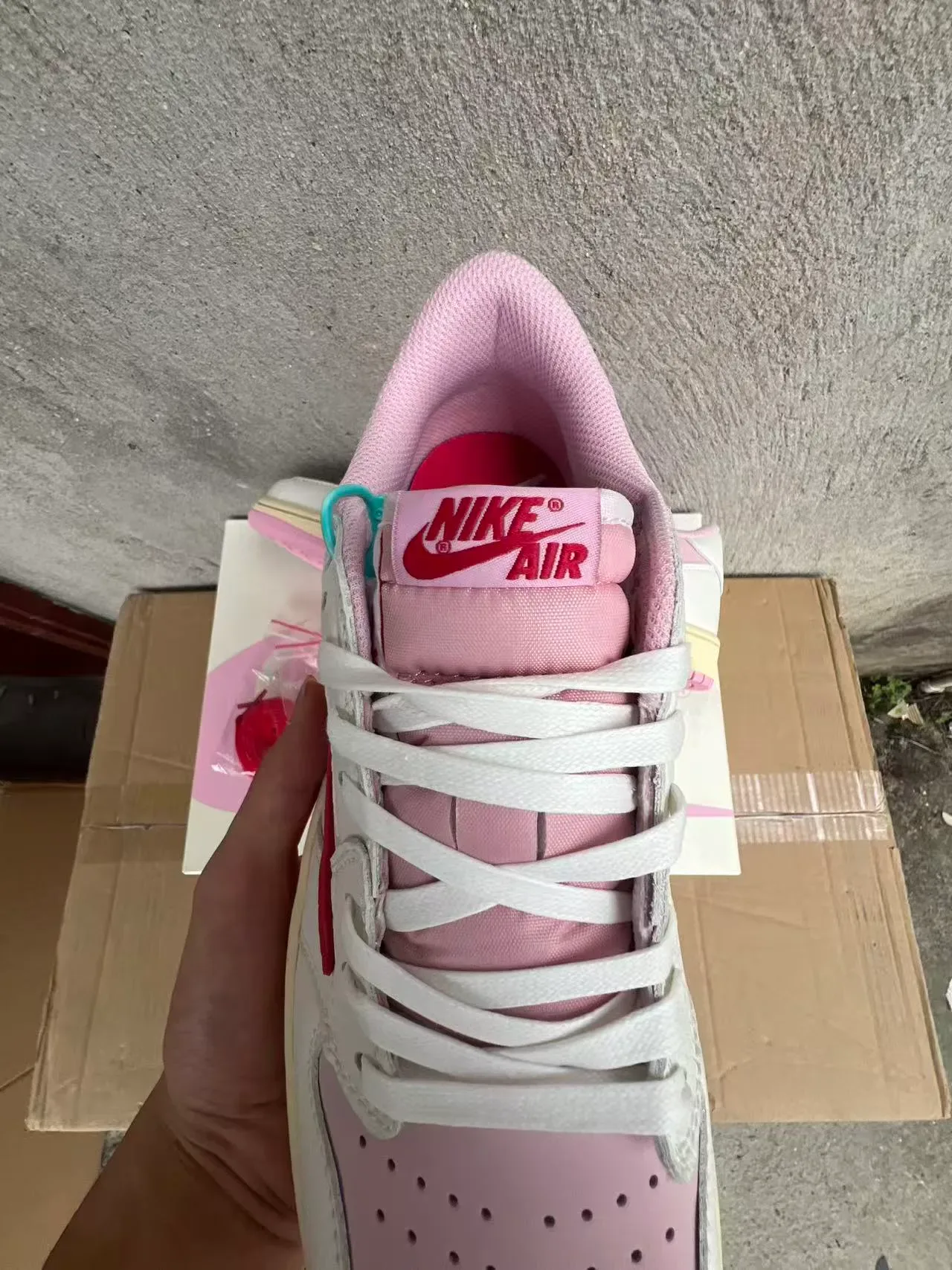 Nike Air Jordan 1 Low Pink and Red Lifestyle Sneakers 4