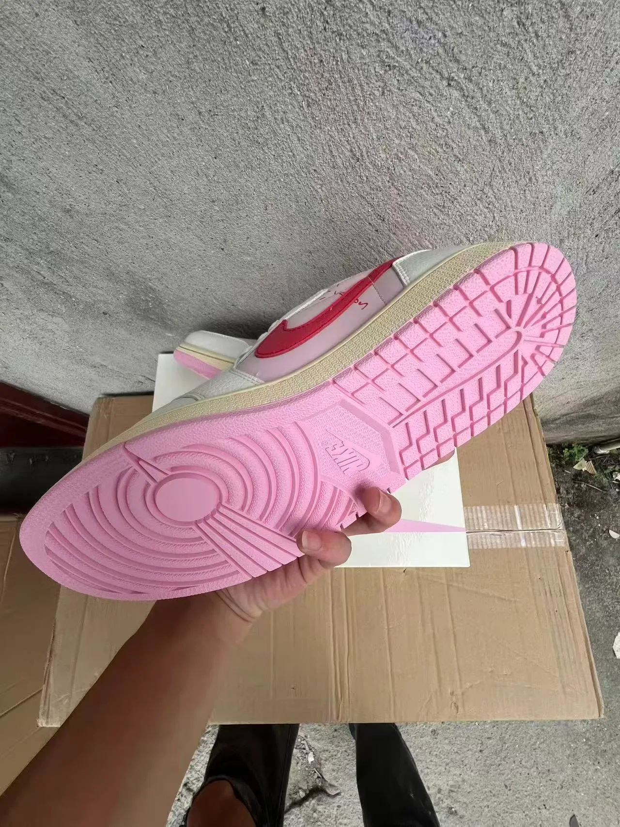 Nike Air Jordan 1 Low Pink and Red Lifestyle Sneakers 6