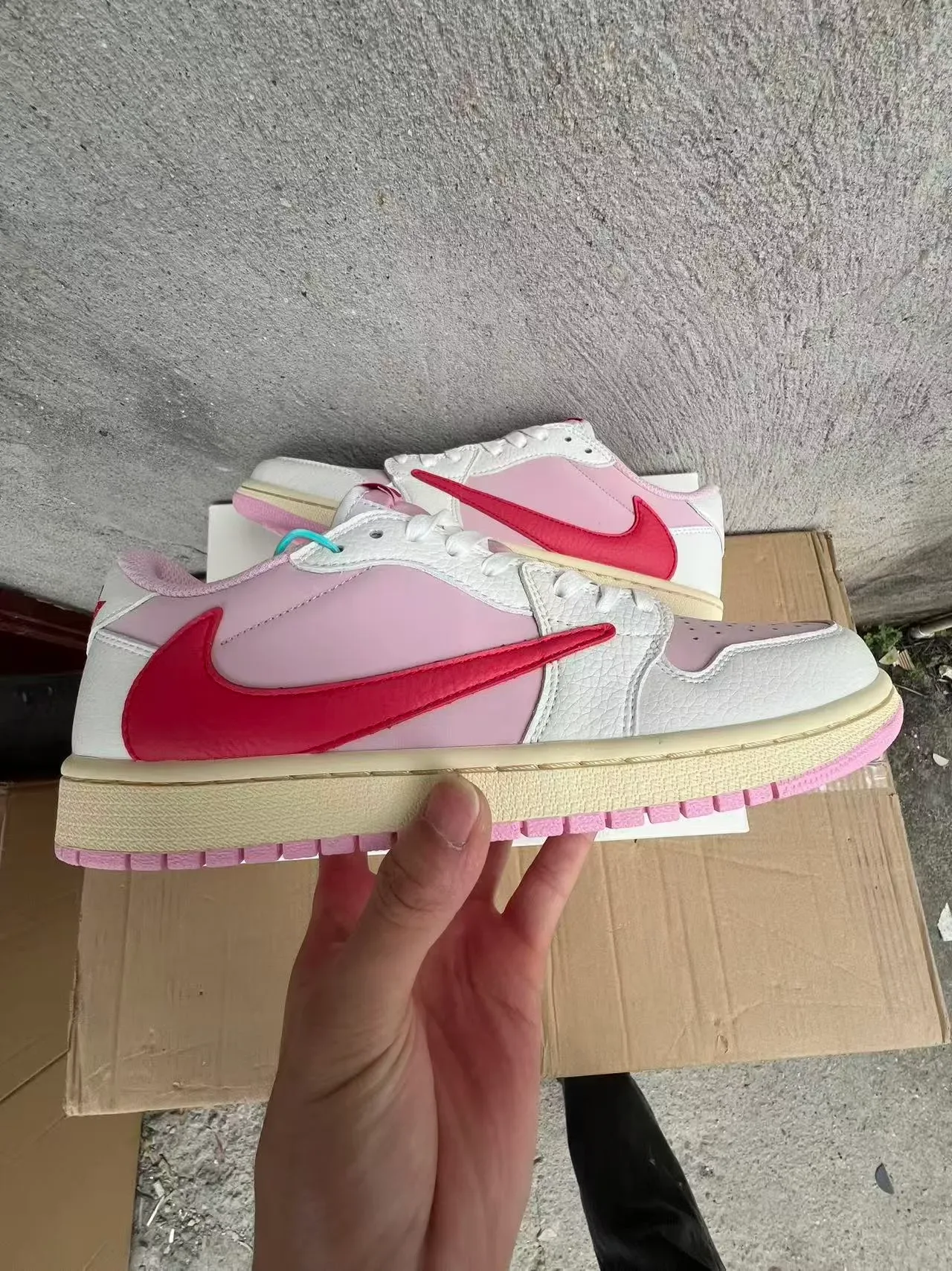 Nike Air Jordan 1 Low Pink and Red Lifestyle Sneakers 7