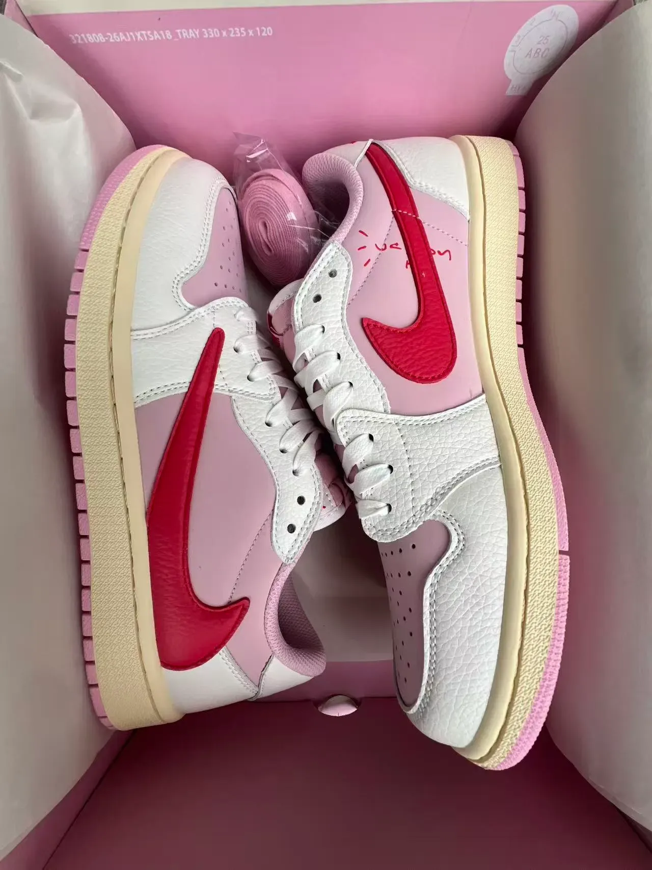 Nike Air Jordan 1 Low Pink and Red Lifestyle Sneakers 9