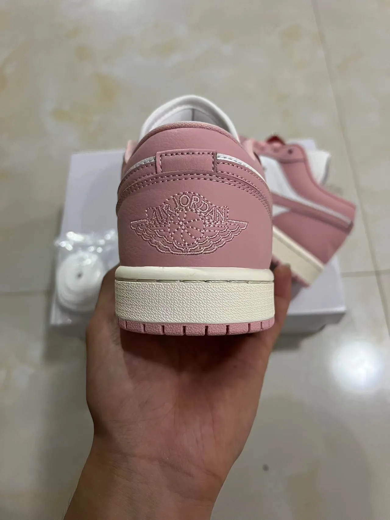 Nike Air Jordan 1 Low Pink and White Lifestyle Sneakers 8