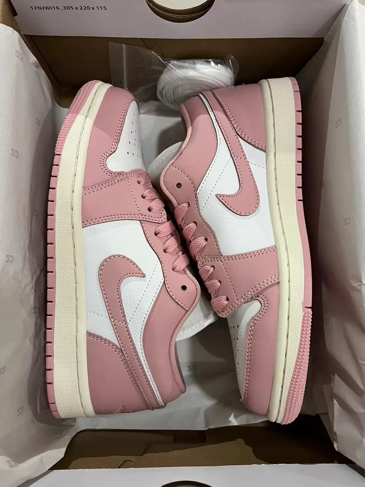 Nike Air Jordan 1 Low Pink and White Lifestyle Sneakers 9