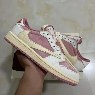 Nike Air Jordan 1 Low Pink and White Lifestyle Sneakers