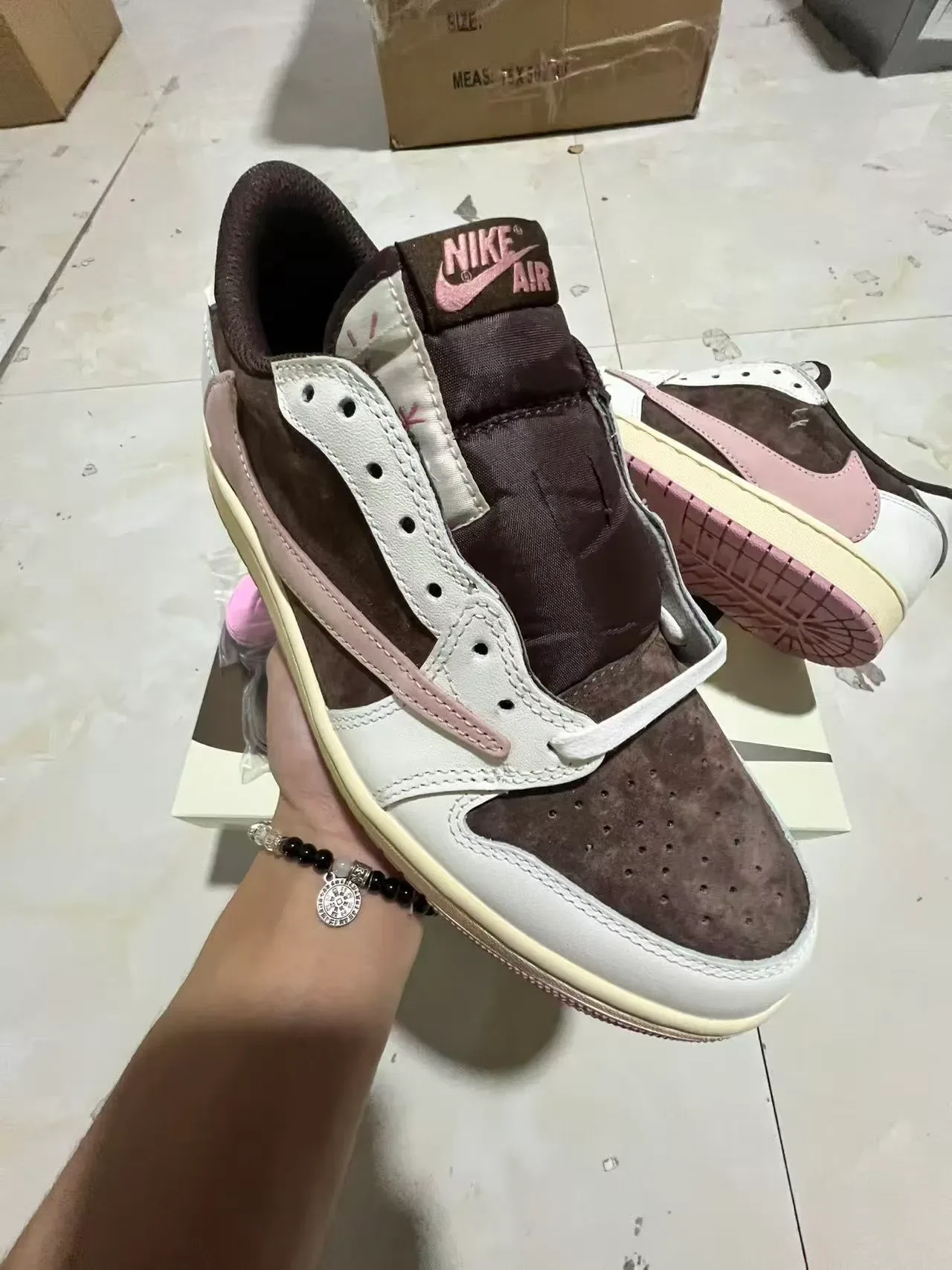 Nike Air Jordan 1 Low Pink Brown Cream Lifestyle Sneakers 2