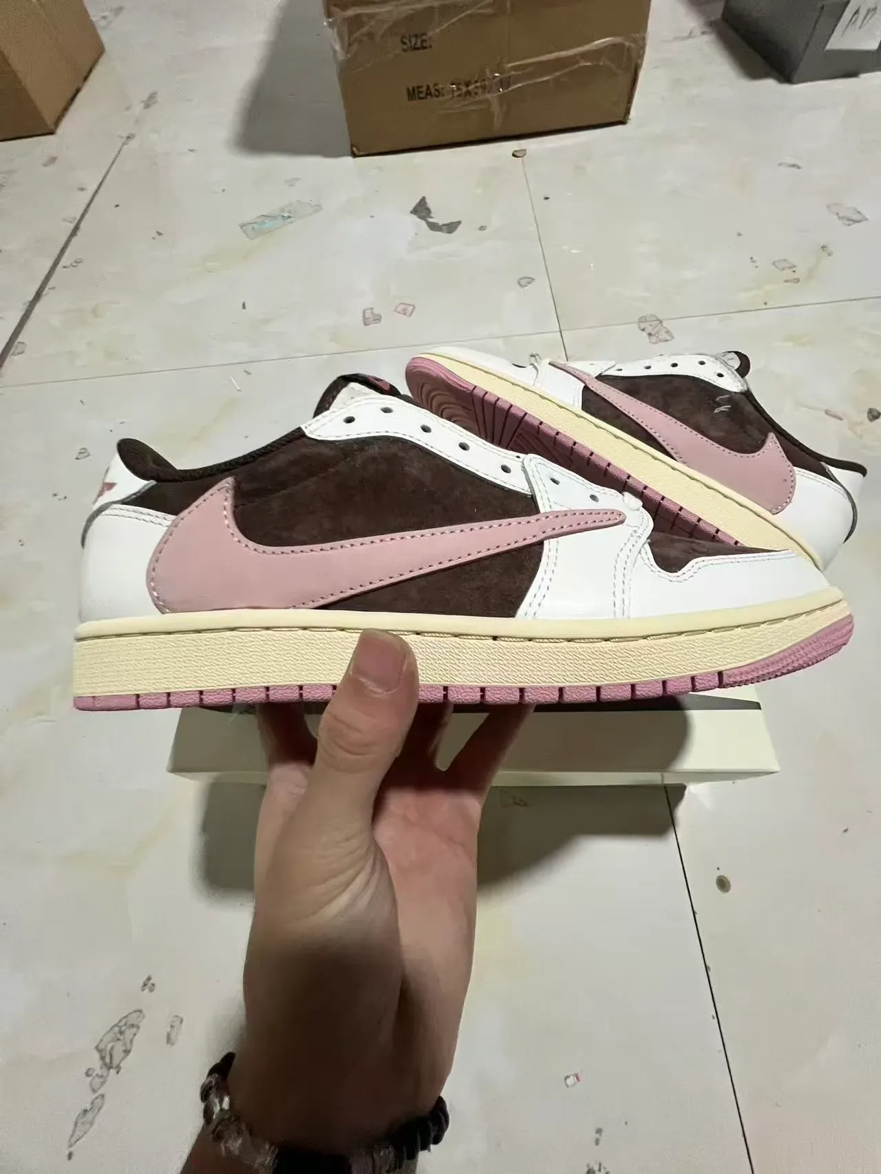 Nike Air Jordan 1 Low Pink Brown Cream Lifestyle Sneakers 7