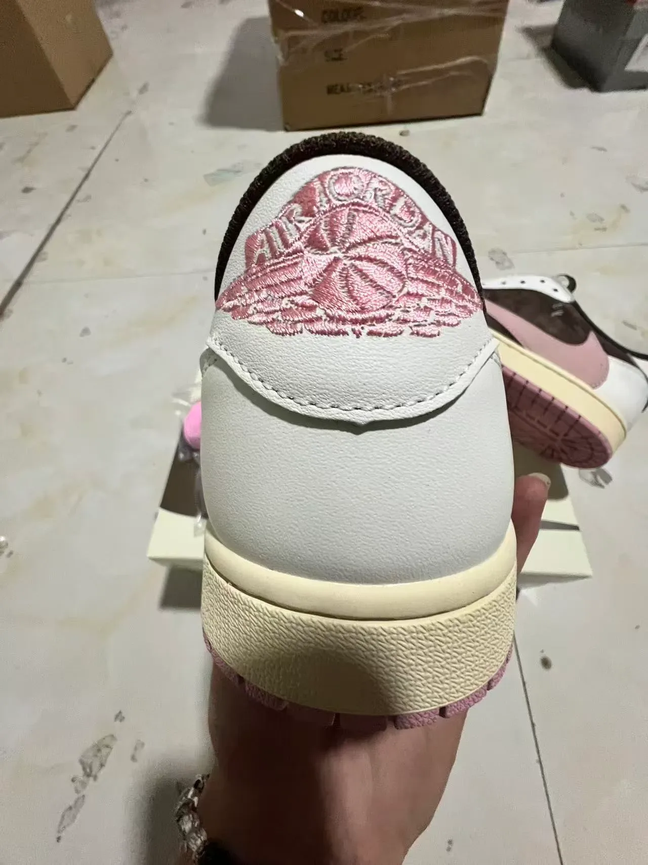 Nike Air Jordan 1 Low Pink Brown Cream Lifestyle Sneakers 8