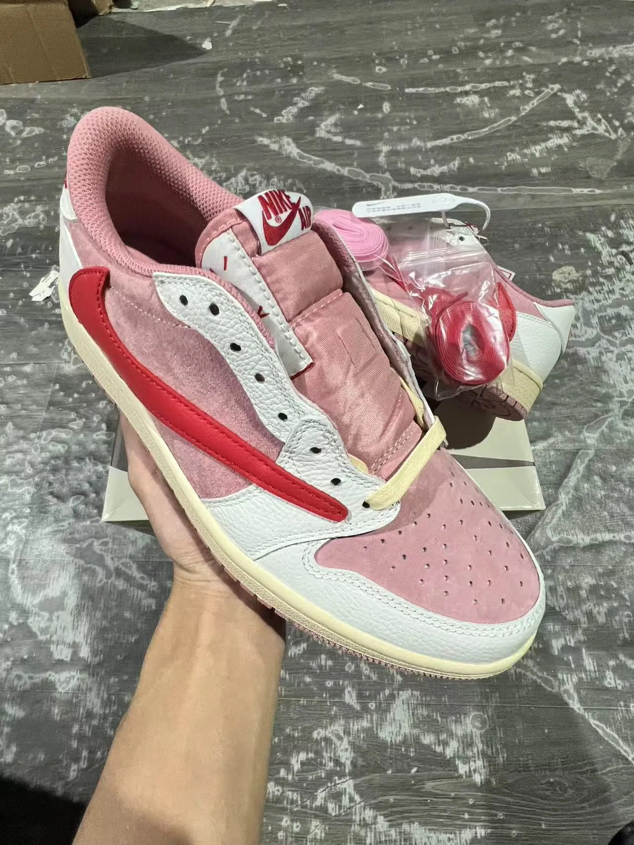 Nike Air Jordan 1 Low Pink Red White Lifestyle Sneakers 2