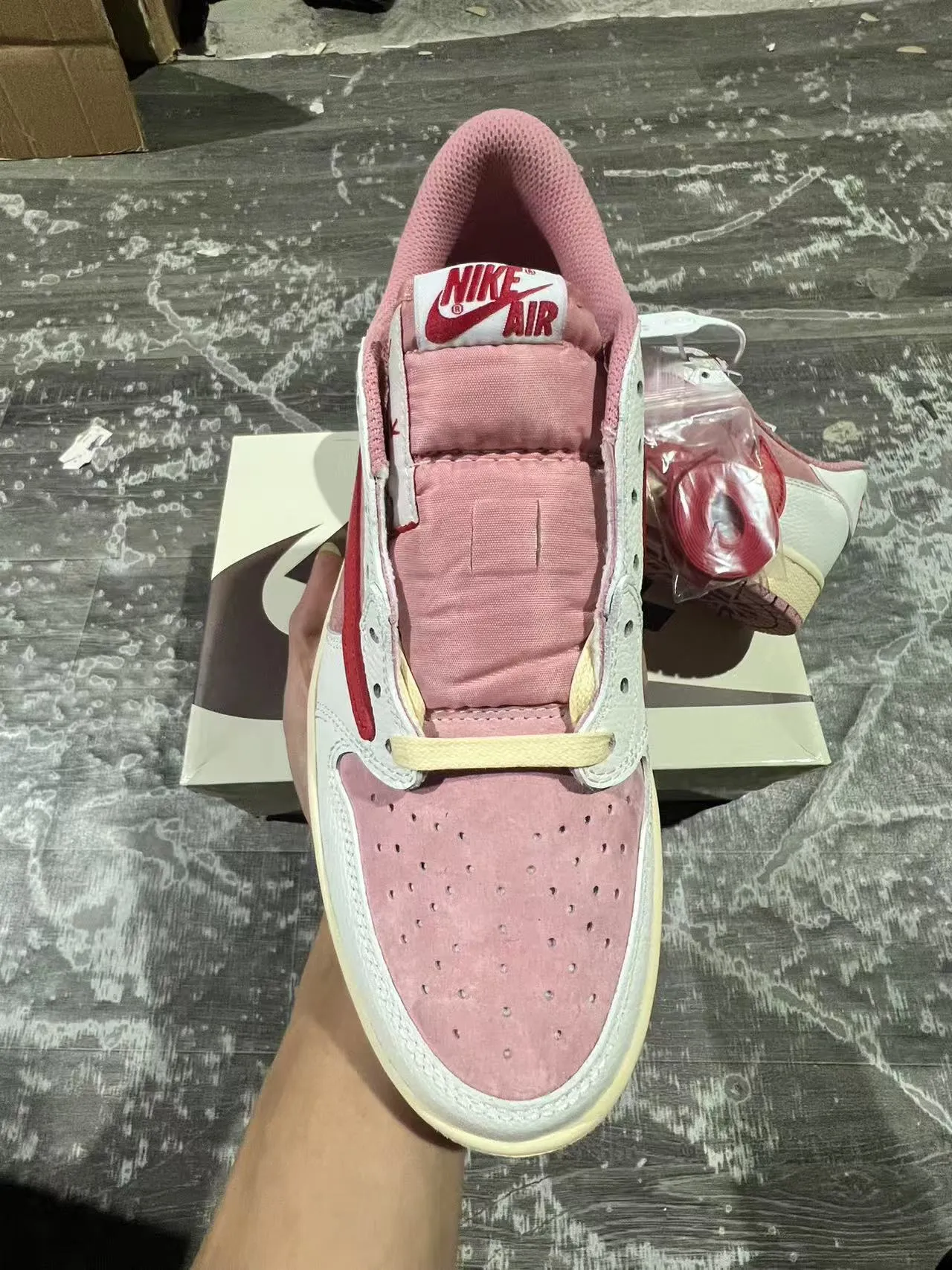 Nike Air Jordan 1 Low Pink Red White Lifestyle Sneakers 3