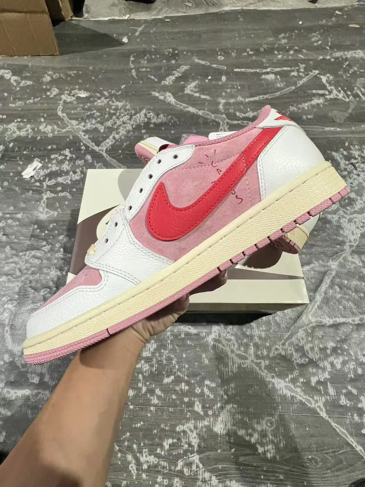 Nike Air Jordan 1 Low Pink Red White Lifestyle Sneakers 5