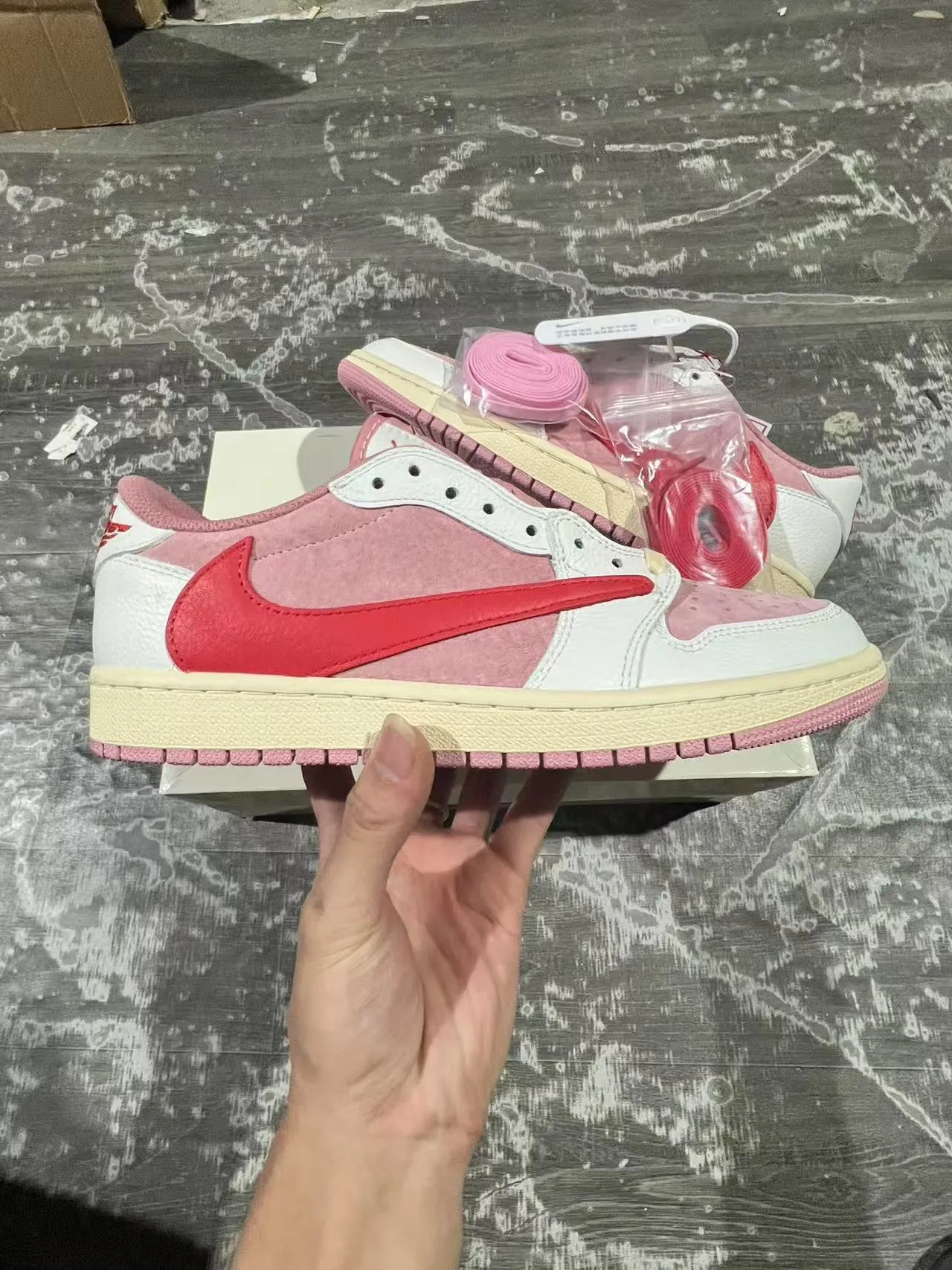 Nike Air Jordan 1 Low Pink Red White Lifestyle Sneakers 7