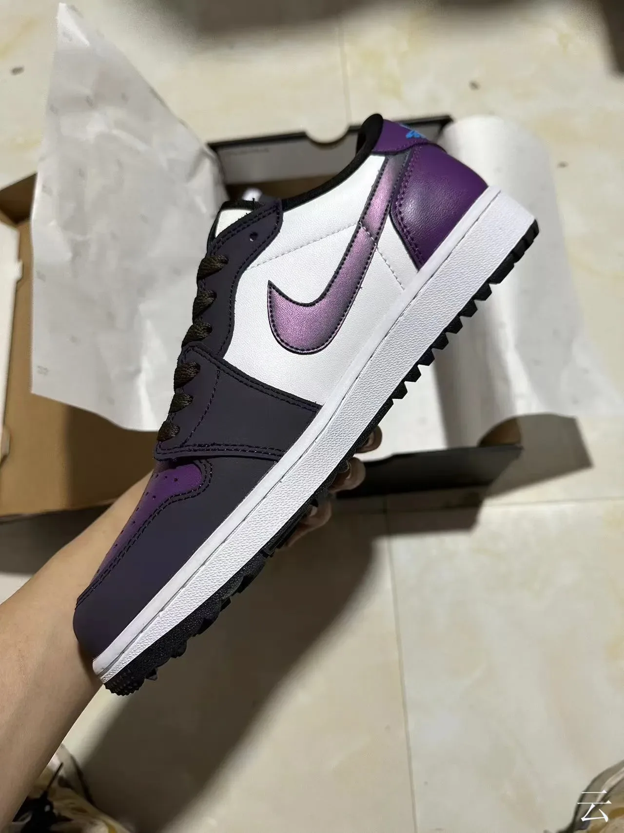 Nike Air Jordan 1 Low Purple and White Lifestyle Sneakers 5
