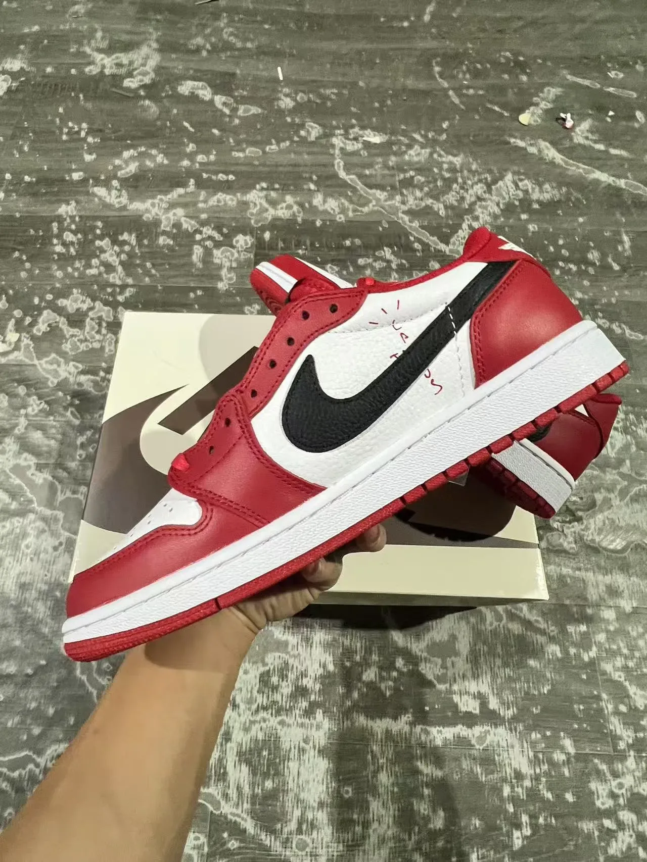 Nike Air Jordan 1 Low Red White Black Lifestyle Sneakers 5