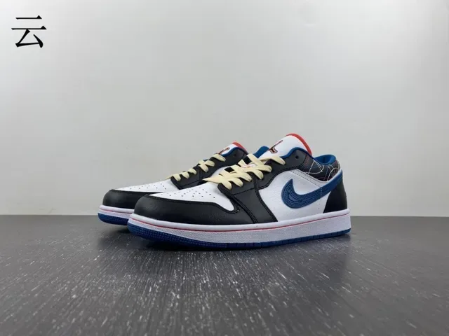 Nike Air Jordan 1 Low White Black Royal Blue sneakers lifestyle 2