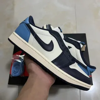 Nike Air Jordan 1 Low White Navy Blue Light Blue Lifestyle Sneakers