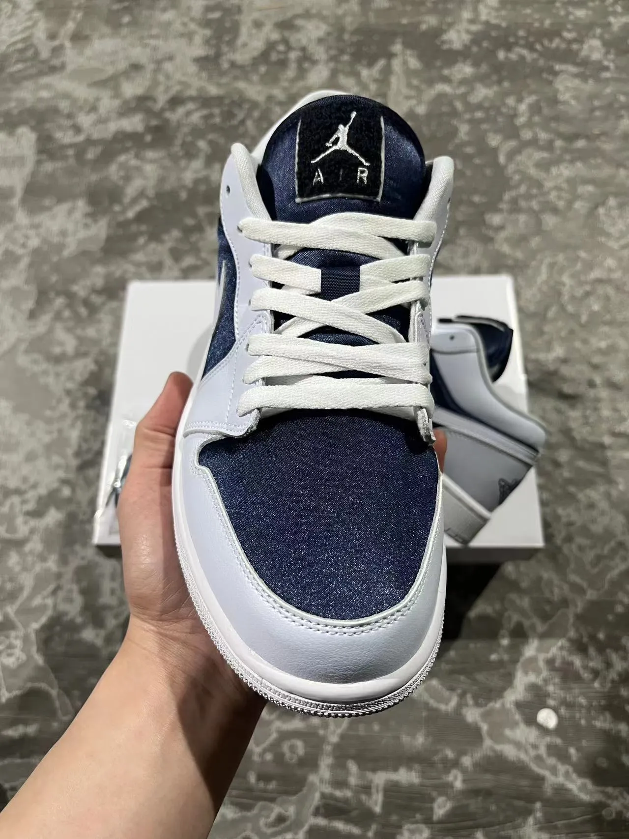 Nike Air Jordan 1 Low White Navy Lifestyle Sneakers 3