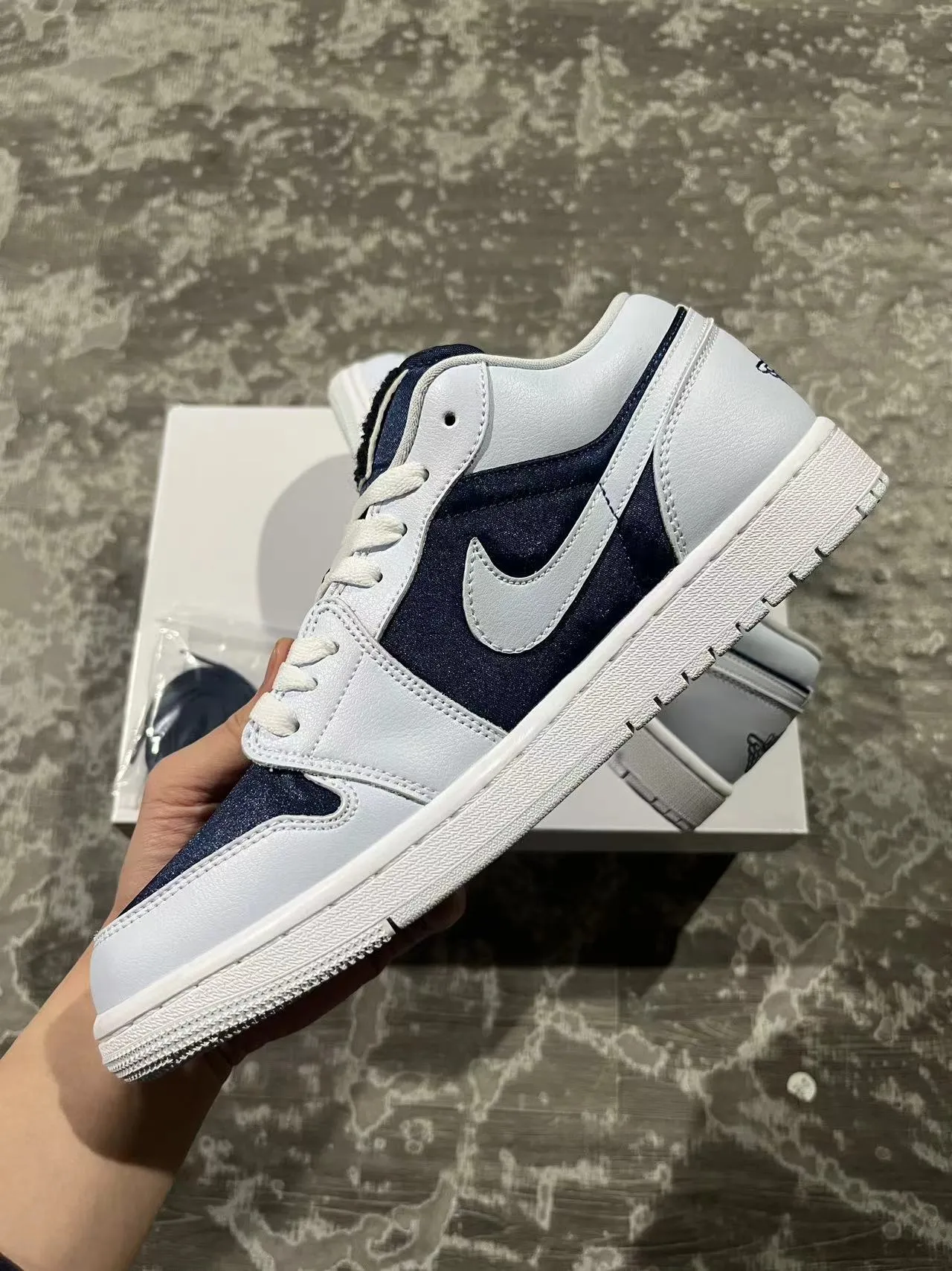 Nike Air Jordan 1 Low White Navy Lifestyle Sneakers 5