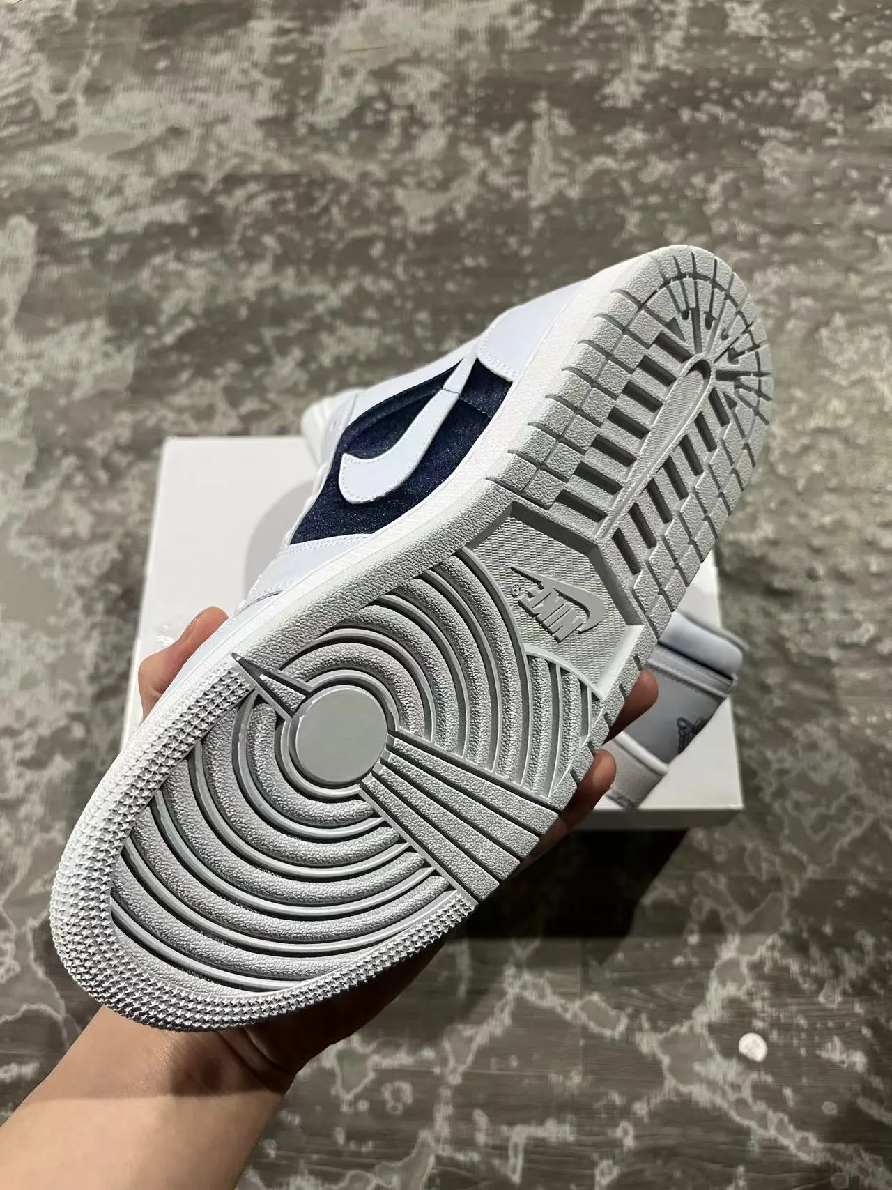 Nike Air Jordan 1 Low White Navy Lifestyle Sneakers 6
