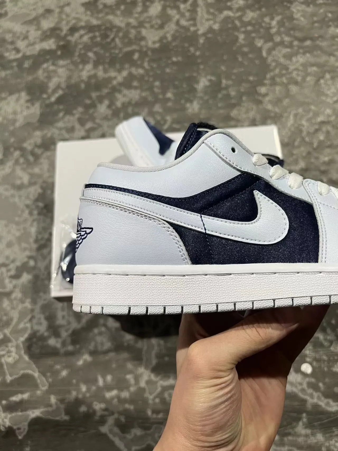 Nike Air Jordan 1 Low White Navy Lifestyle Sneakers 7