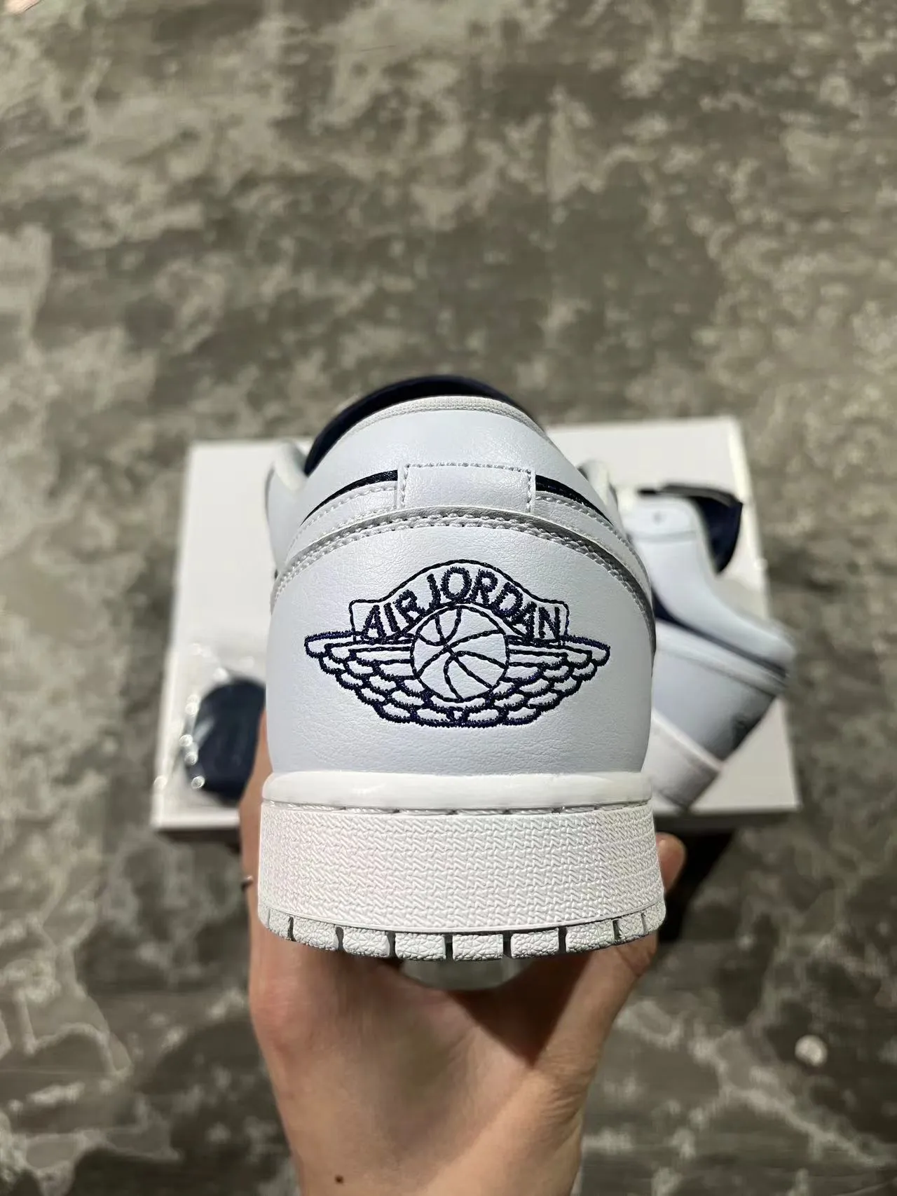 Nike Air Jordan 1 Low White Navy Lifestyle Sneakers 8