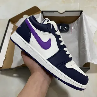 Nike Air Jordan 1 Low White Navy Purple Lifestyle Sneakers