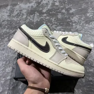 Nike Air Jordan 1 Low Woven Panel Off-White Beige Lifestyle Sneakers