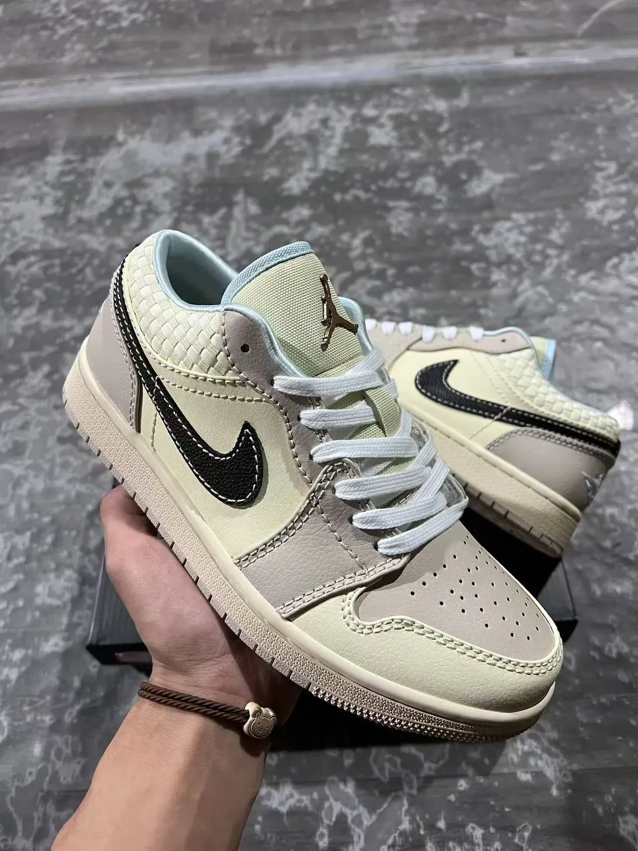 Nike Air Jordan 1 Low Woven Panel Off-White Beige Lifestyle Sneakers 2