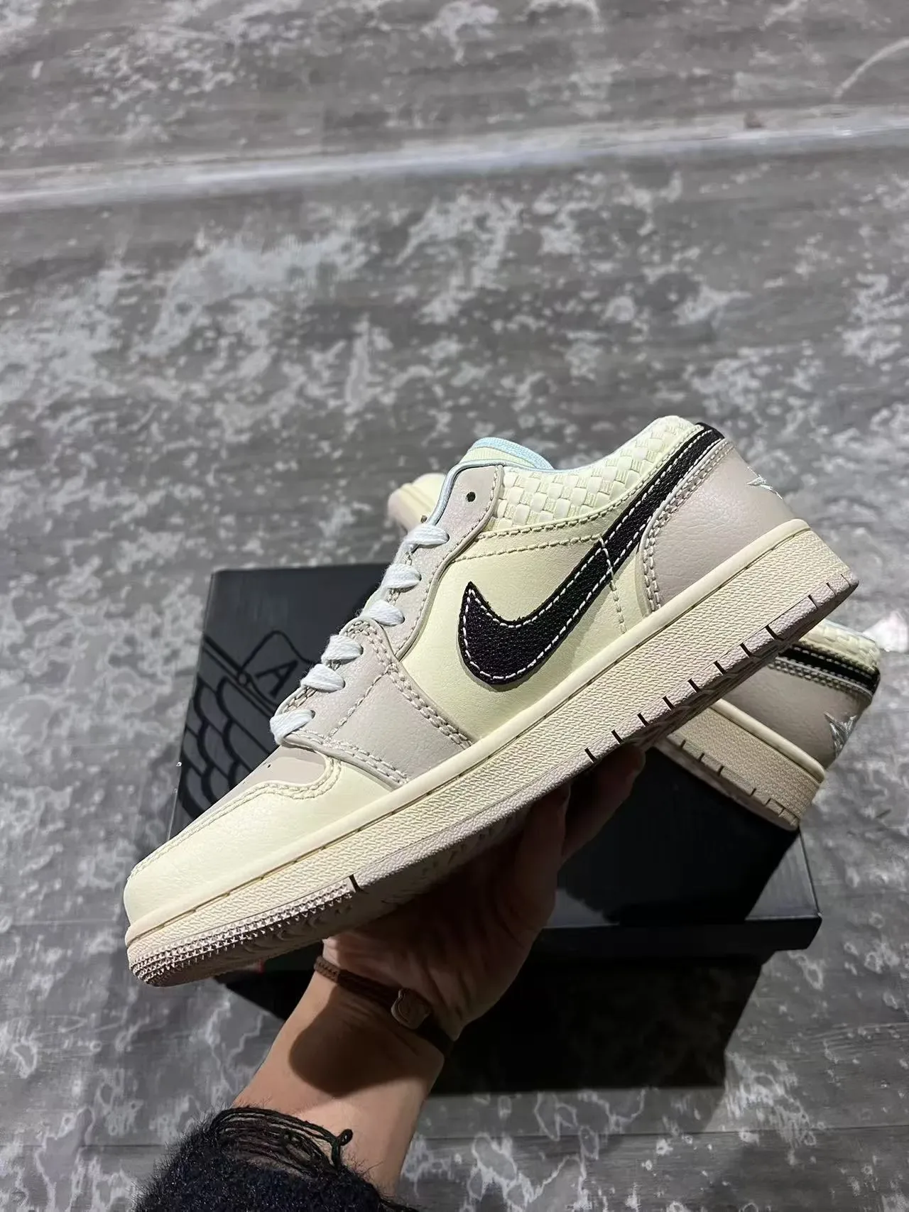 Nike Air Jordan 1 Low Woven Panel Off-White Beige Lifestyle Sneakers 5