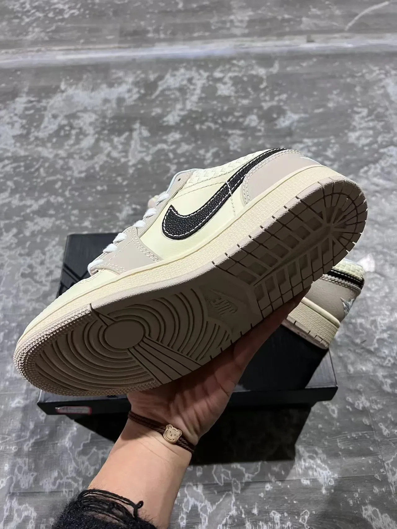 Nike Air Jordan 1 Low Woven Panel Off-White Beige Lifestyle Sneakers 6