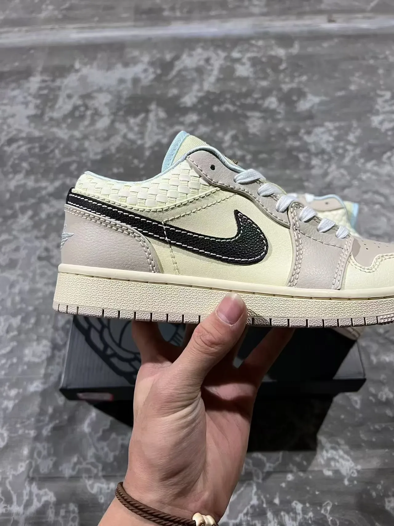 Nike Air Jordan 1 Low Woven Panel Off-White Beige Lifestyle Sneakers 7