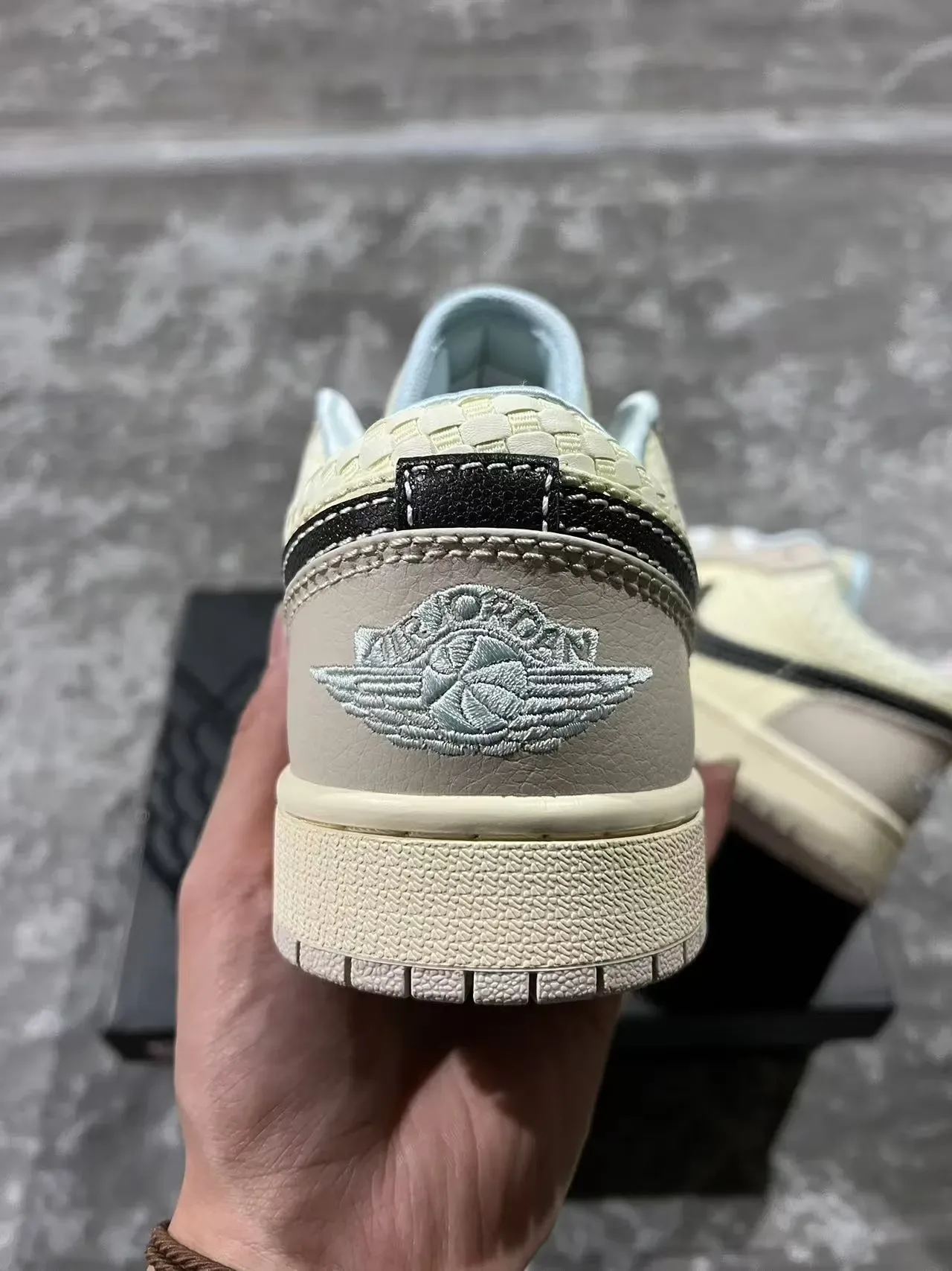 Nike Air Jordan 1 Low Woven Panel Off-White Beige Lifestyle Sneakers 8