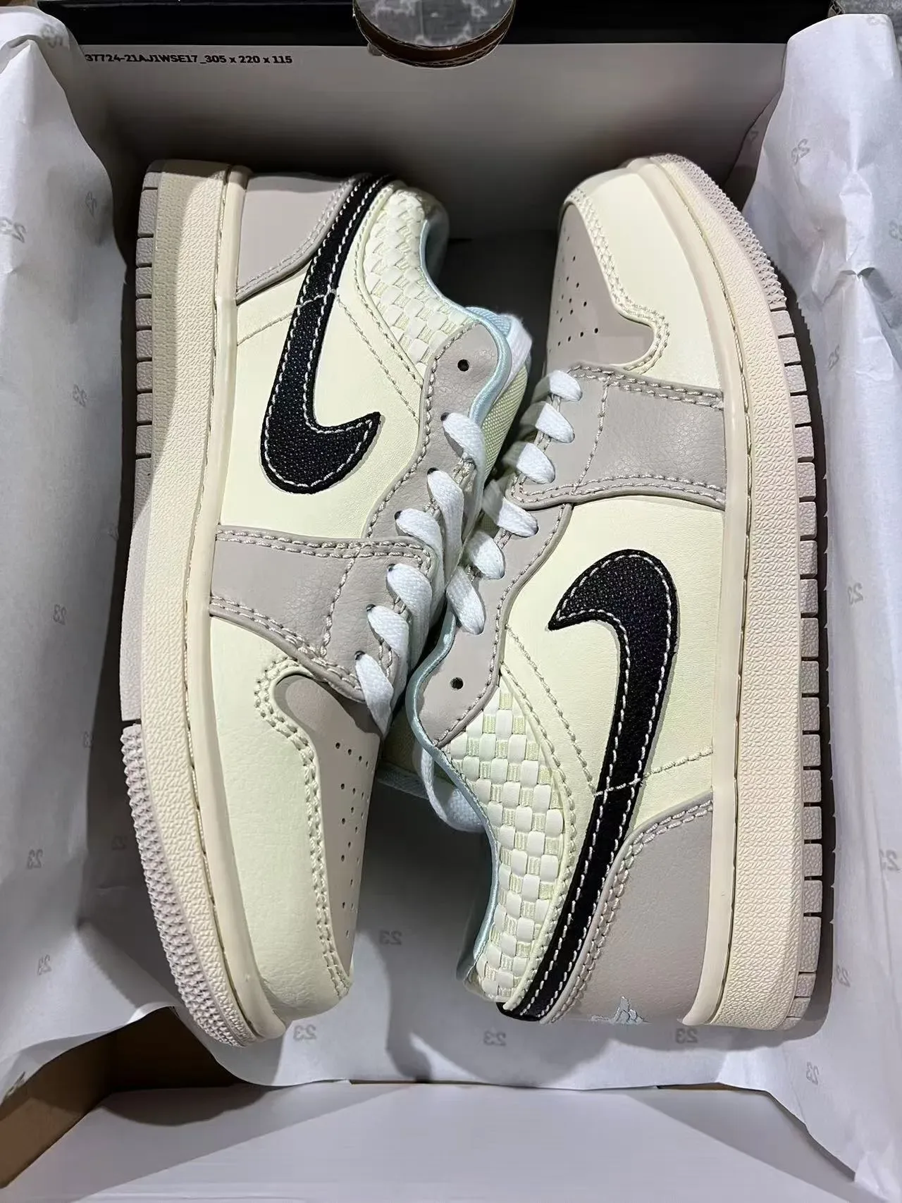 Nike Air Jordan 1 Low Woven Panel Off-White Beige Lifestyle Sneakers 9