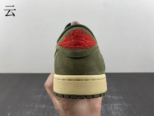 Nike Air Jordan 1 Olive Green Black Off-White Lifestyle Sneakers 2
