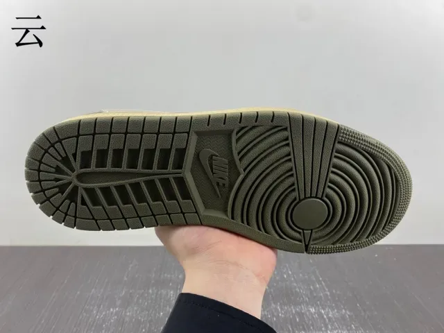 Nike Air Jordan 1 Olive Green Black Off-White Lifestyle Sneakers 4